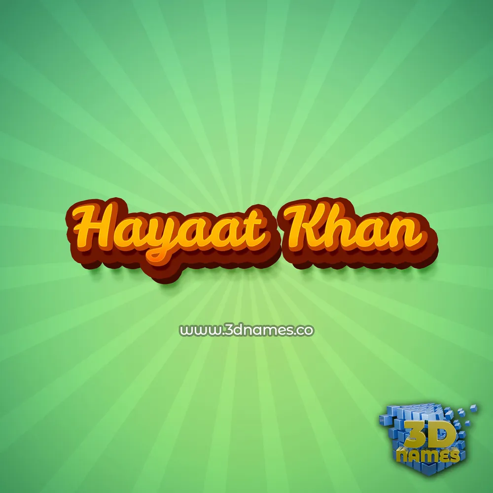 hayaat khan in Green Rays style - 3D name wallpaper