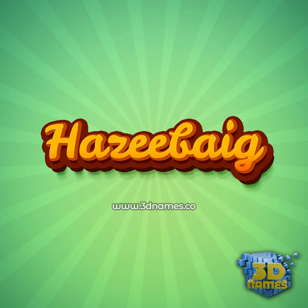 hazeebaig in Green Rays style - 3D name wallpaper