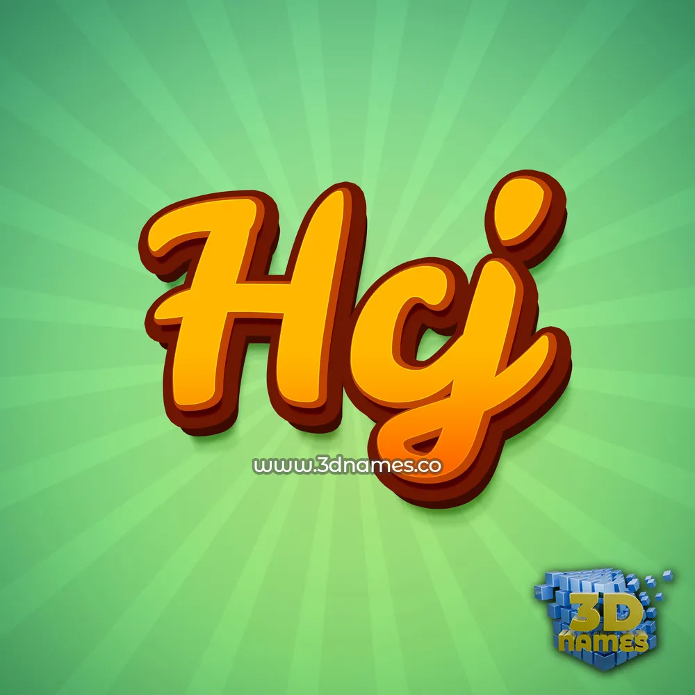 hcj in Green Rays style - 3D name wallpaper