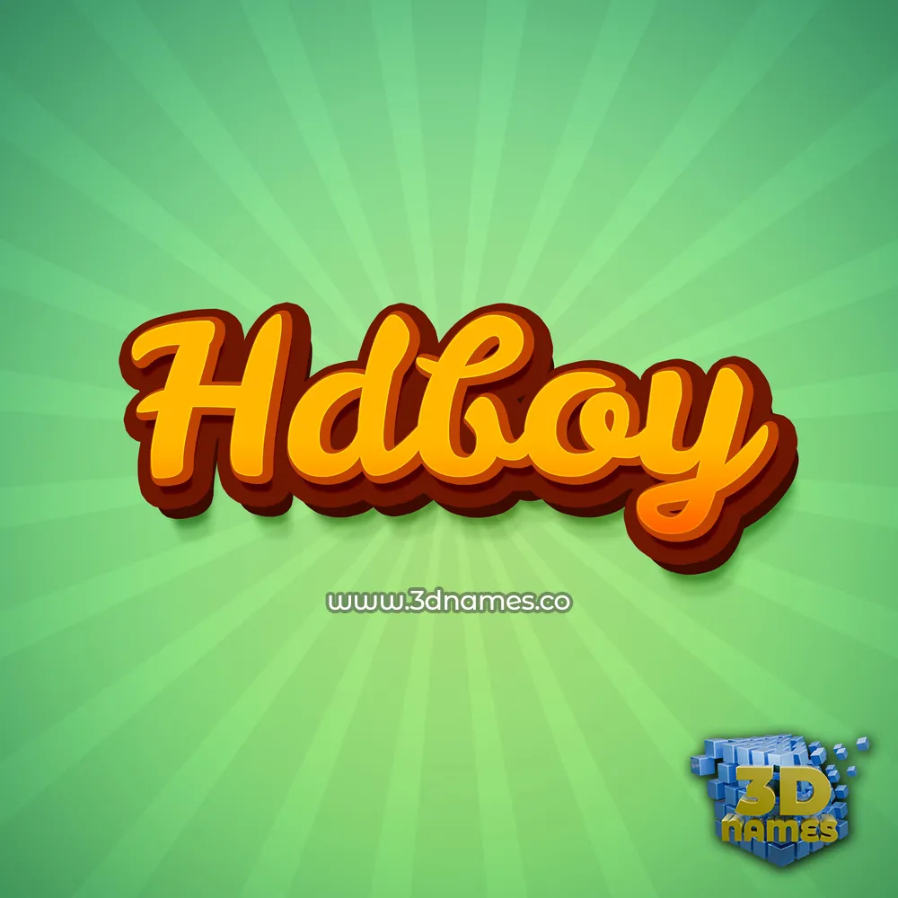 hdboy in Green Rays style - 3D name wallpaper