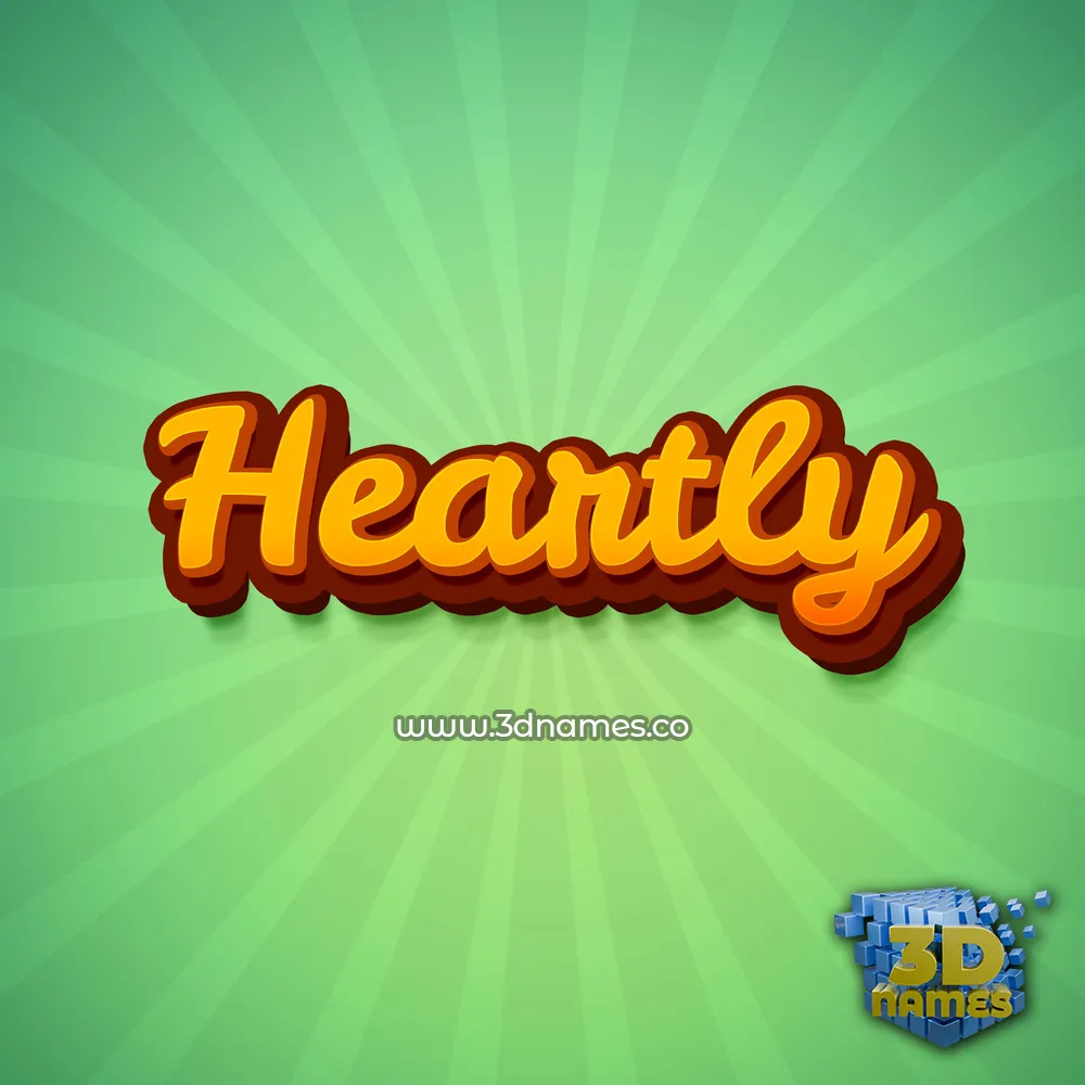 heartly in Green Rays style - 3D name wallpaper