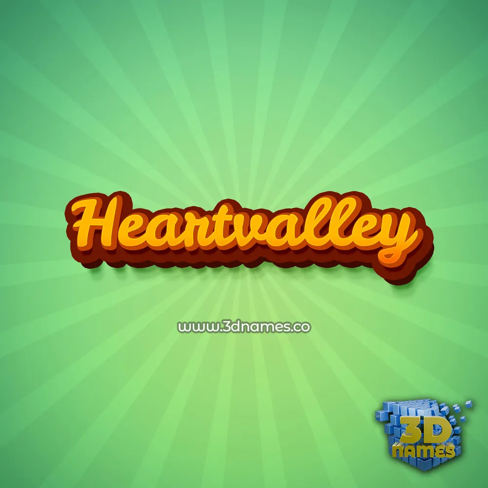 heartvalley in Green Rays style - 3D name wallpaper
