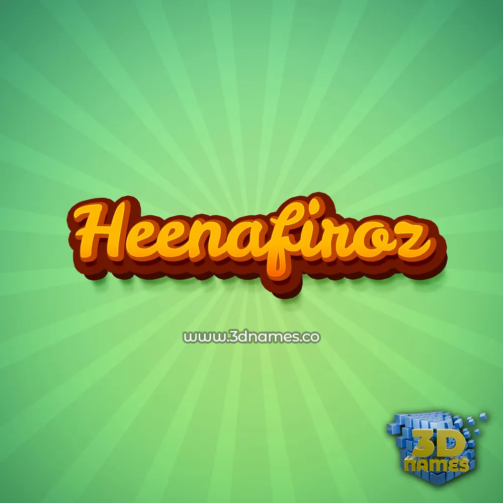 heenafiroz in Green Rays style - 3D name wallpaper