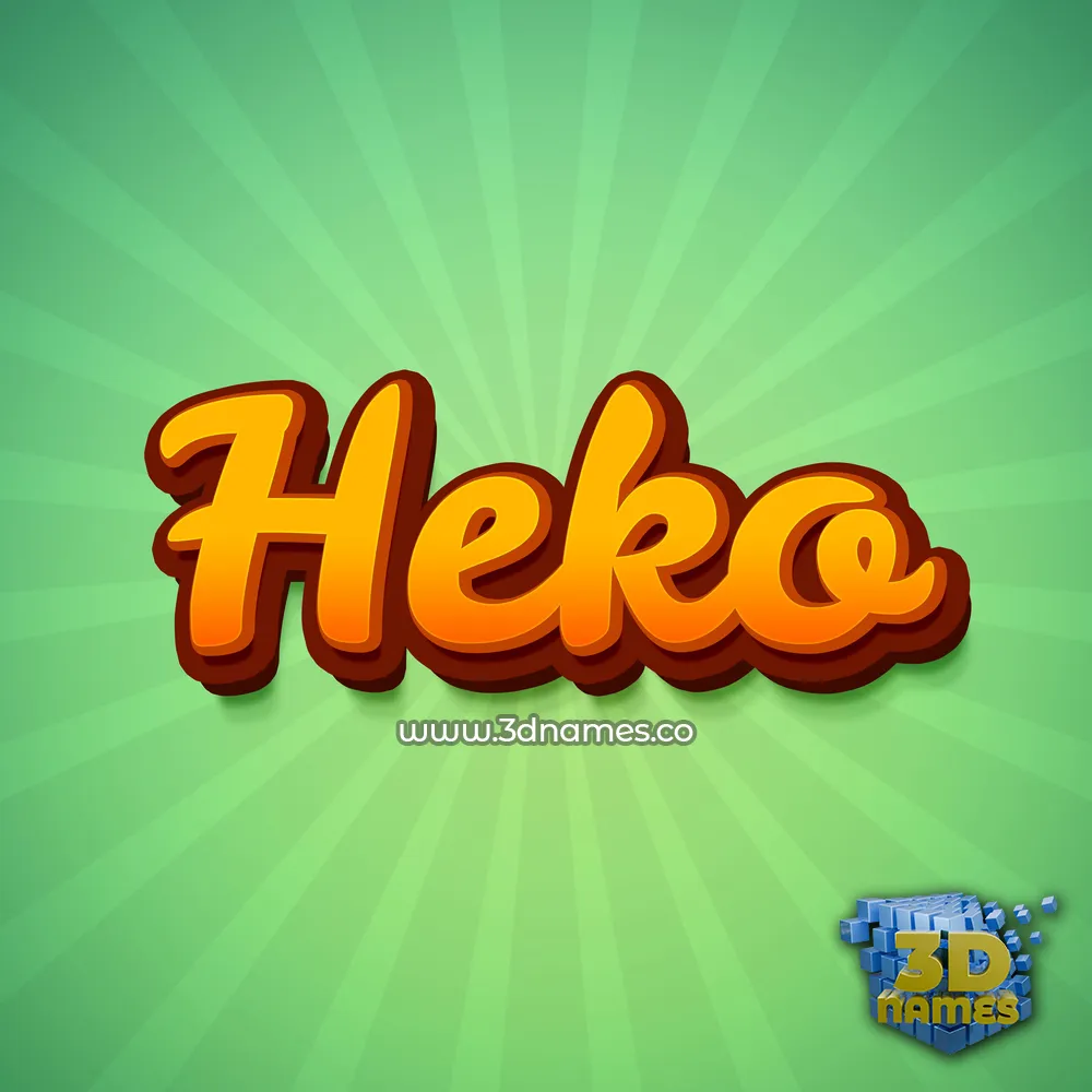 heko in Green Rays style - 3D name wallpaper