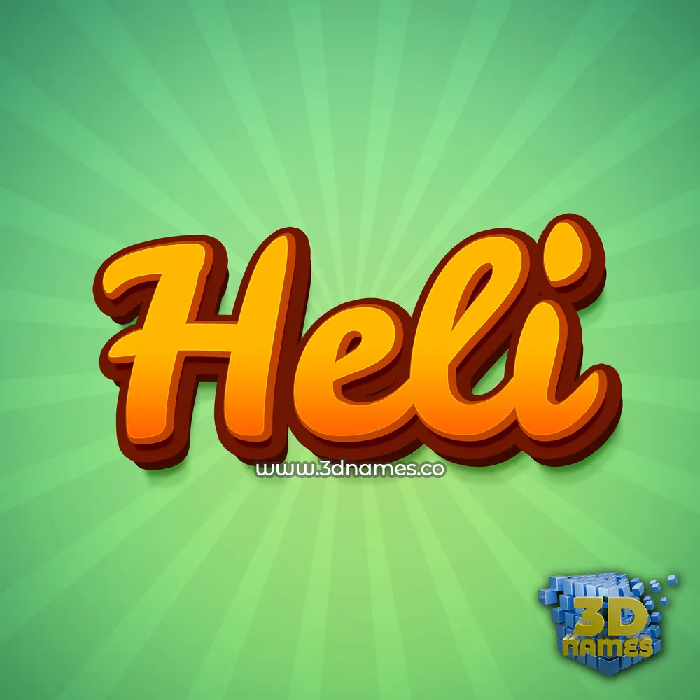 heli in Green Rays style - 3D name wallpaper