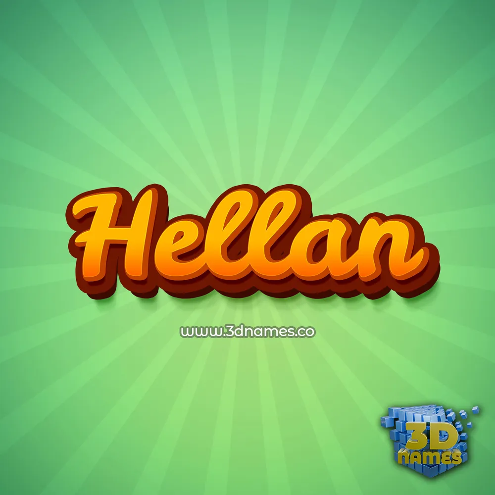 hellan in Green Rays style - 3D name wallpaper