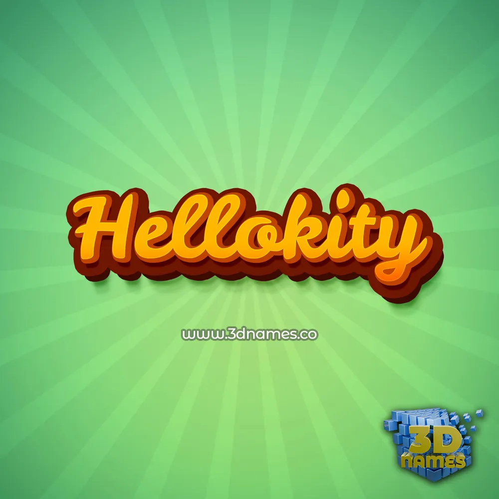 hellokity in Green Rays style - 3D name wallpaper
