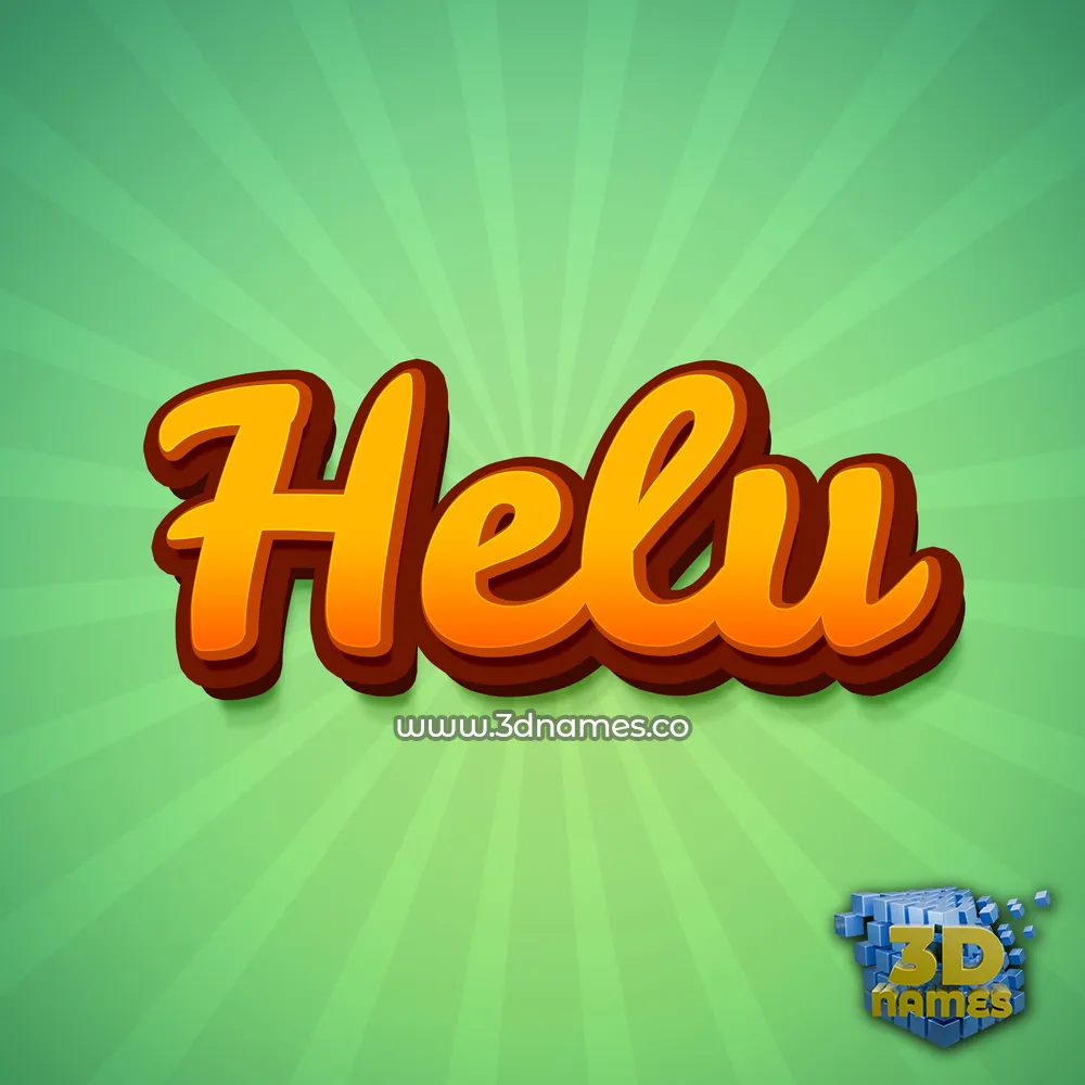 helu in Green Rays style - 3D name wallpaper