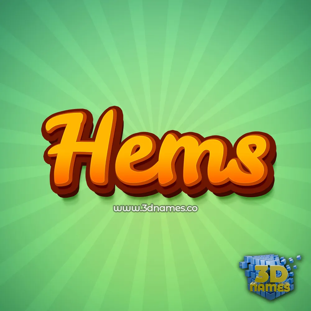 hems in Green Rays style - 3D name wallpaper