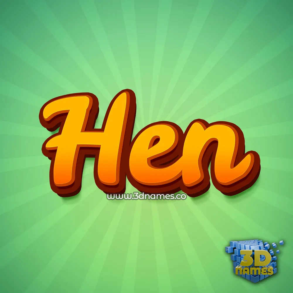 hen in Green Rays style - 3D name wallpaper