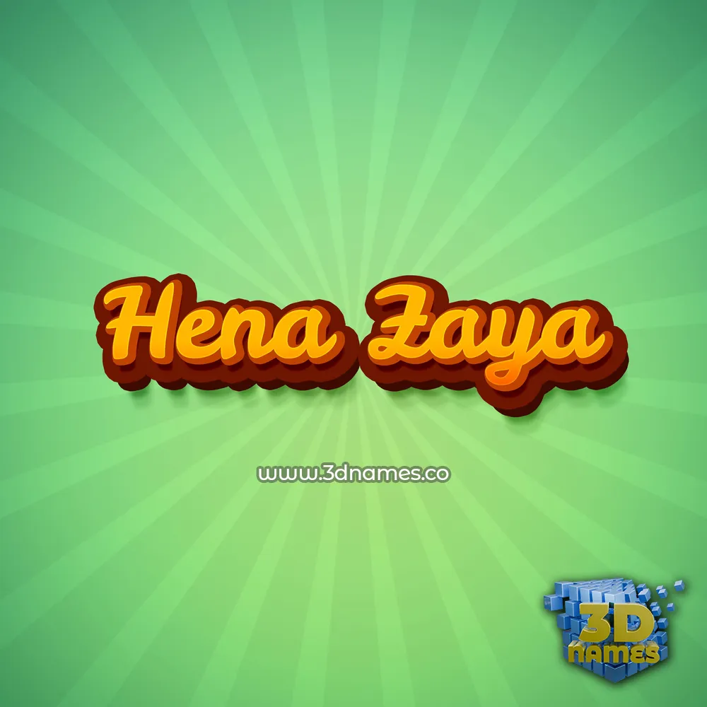 hena zaya in Green Rays style - 3D name wallpaper