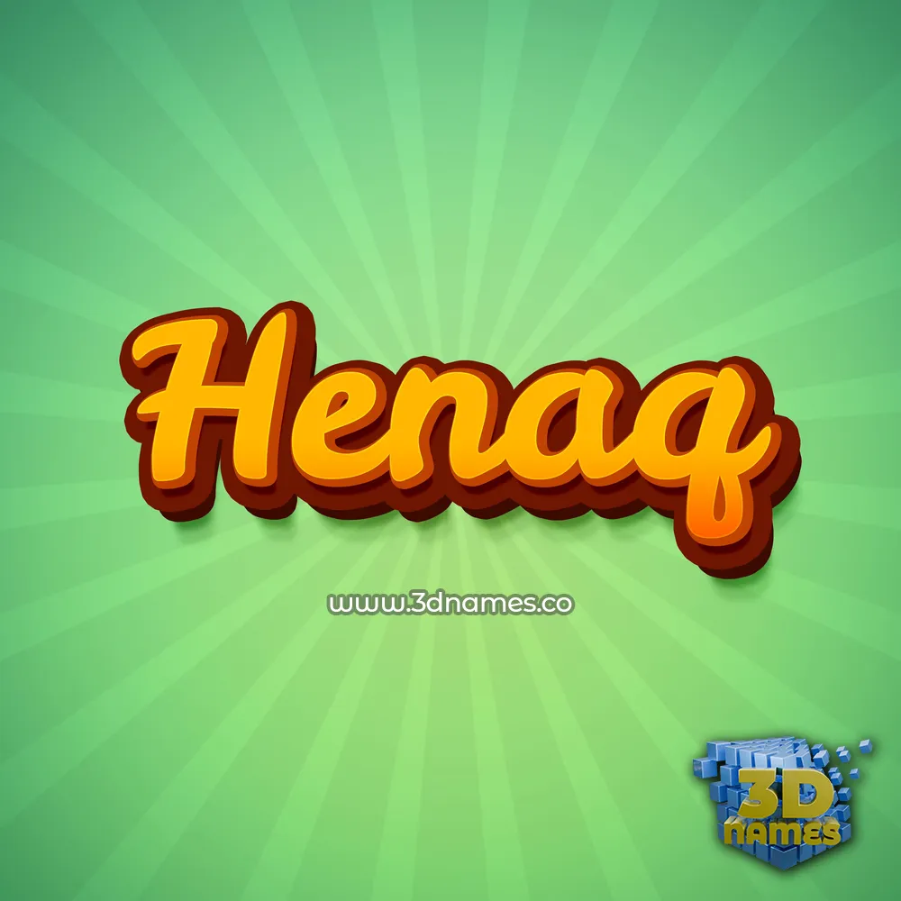 henaq in Green Rays style - 3D name wallpaper