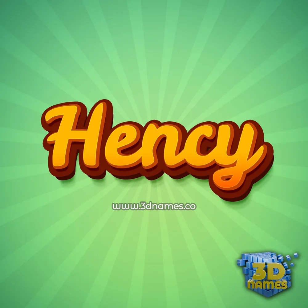 hency in Green Rays style - 3D name wallpaper