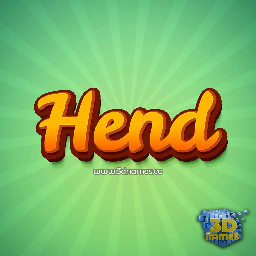 hend in Green Rays style - 3D name wallpaper