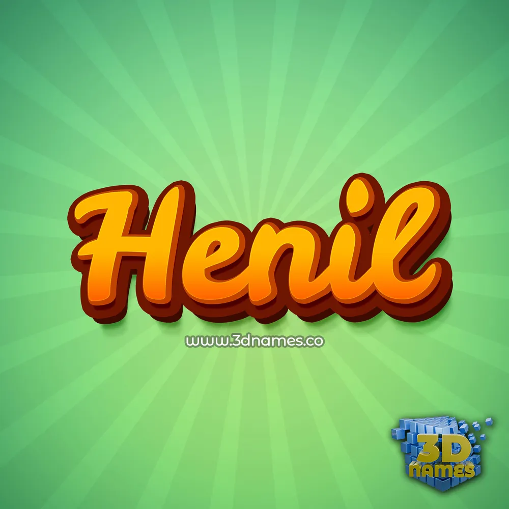 henil in Green Rays style - 3D name wallpaper