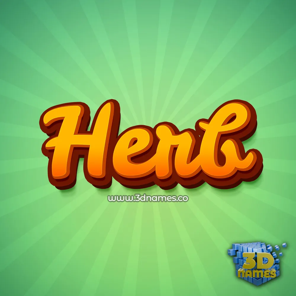 herb in Green Rays style - 3D name wallpaper
