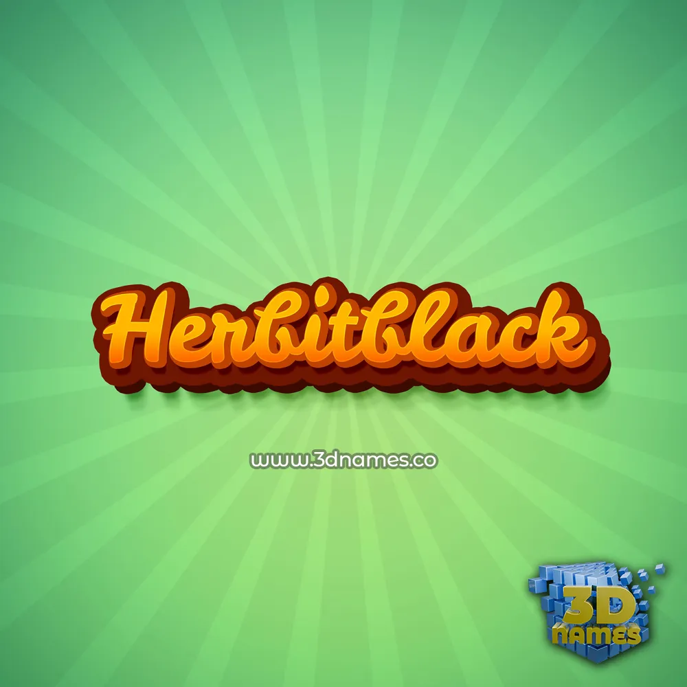 herbitblack in Green Rays style - 3D name wallpaper