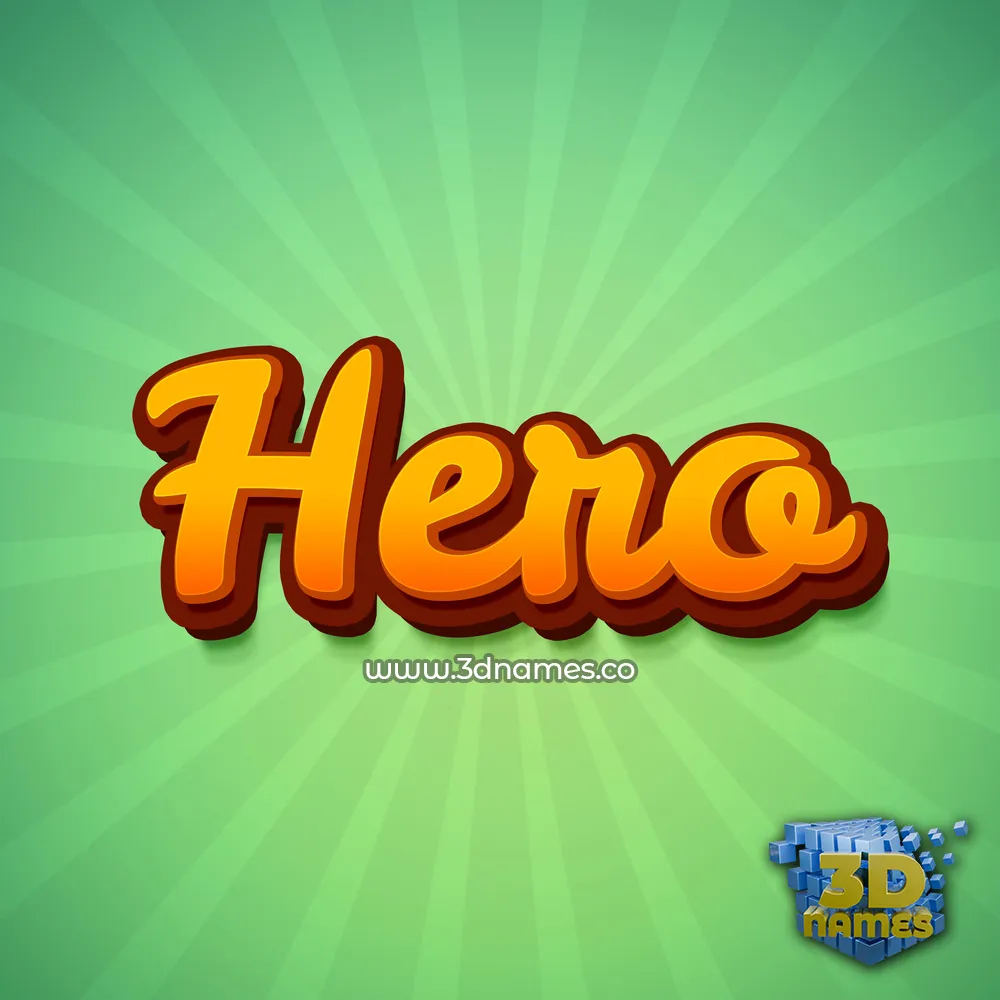 hero in Green Rays style - 3D name wallpaper