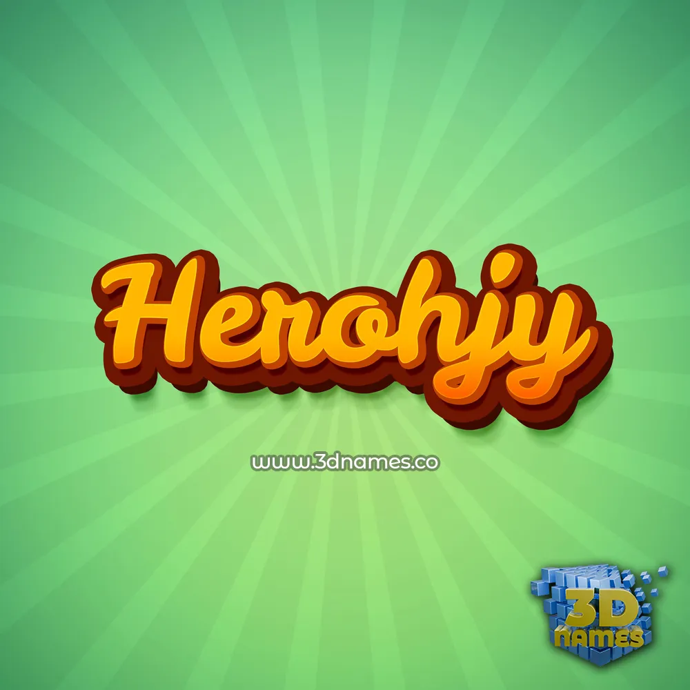 herohjy in Green Rays style - 3D name wallpaper