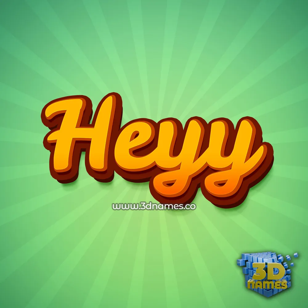 heyy in Green Rays style - 3D name wallpaper
