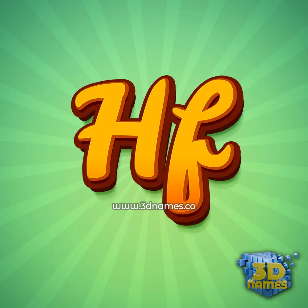 hf in Green Rays style - 3D name wallpaper