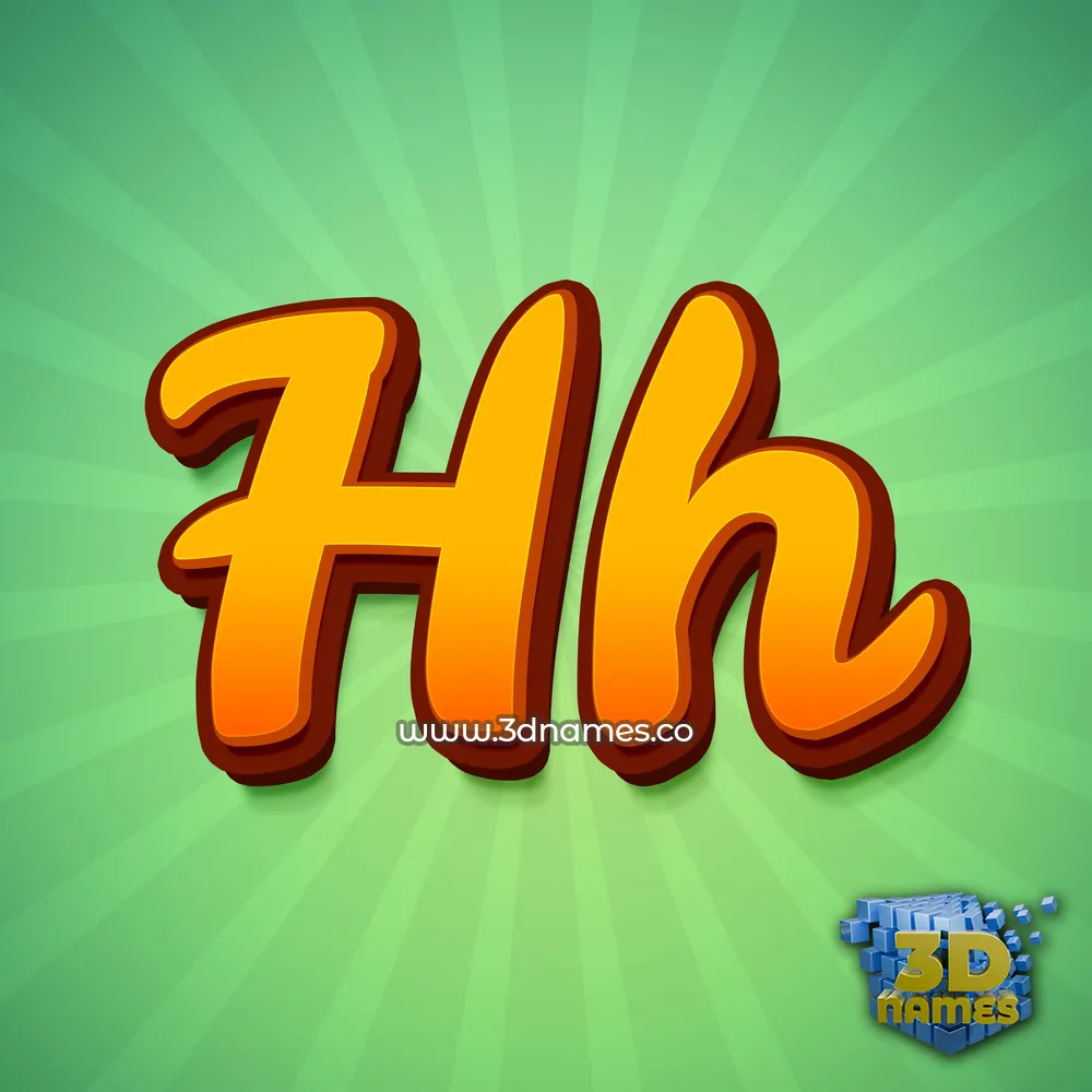hh in Green Rays style - 3D name wallpaper