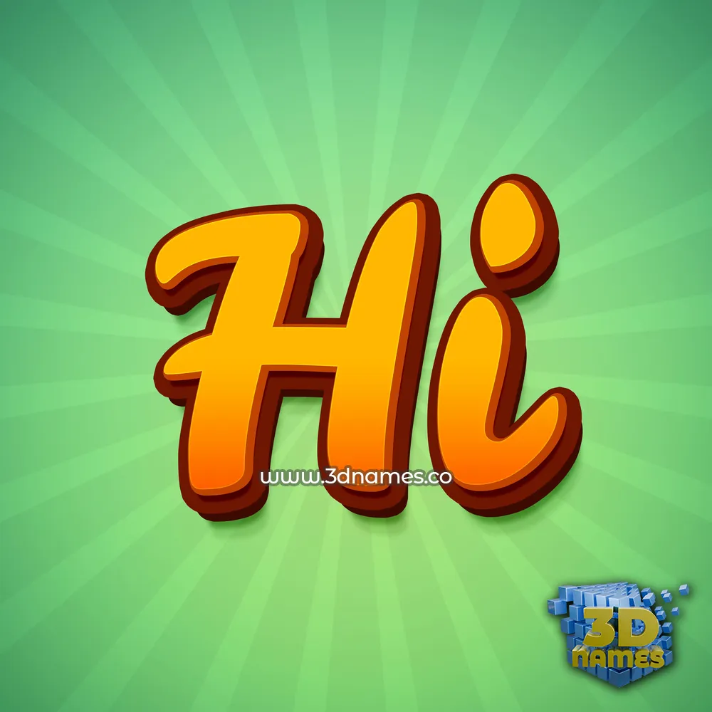 hi in Green Rays style - 3D name wallpaper