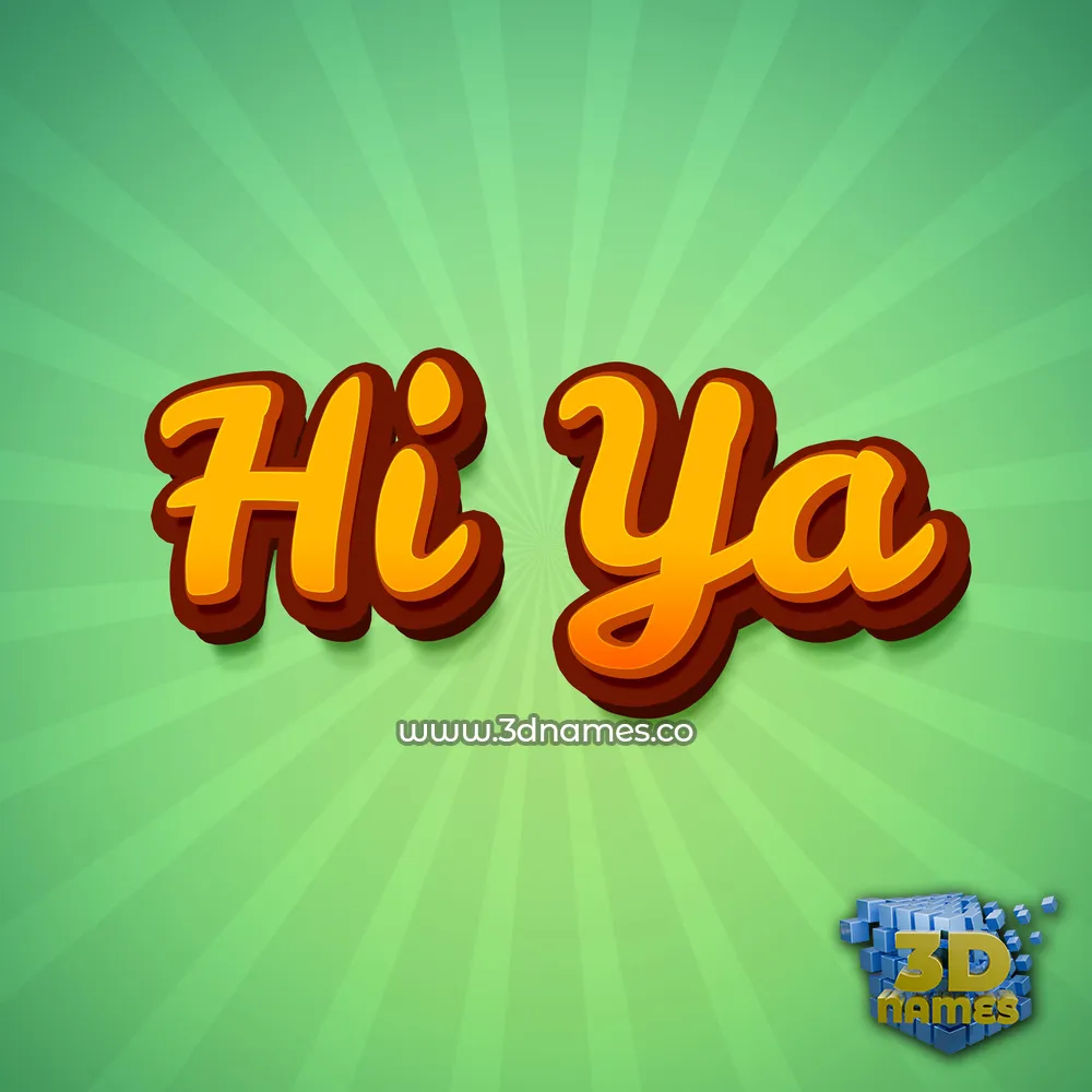hi ya in Green Rays style - 3D name wallpaper