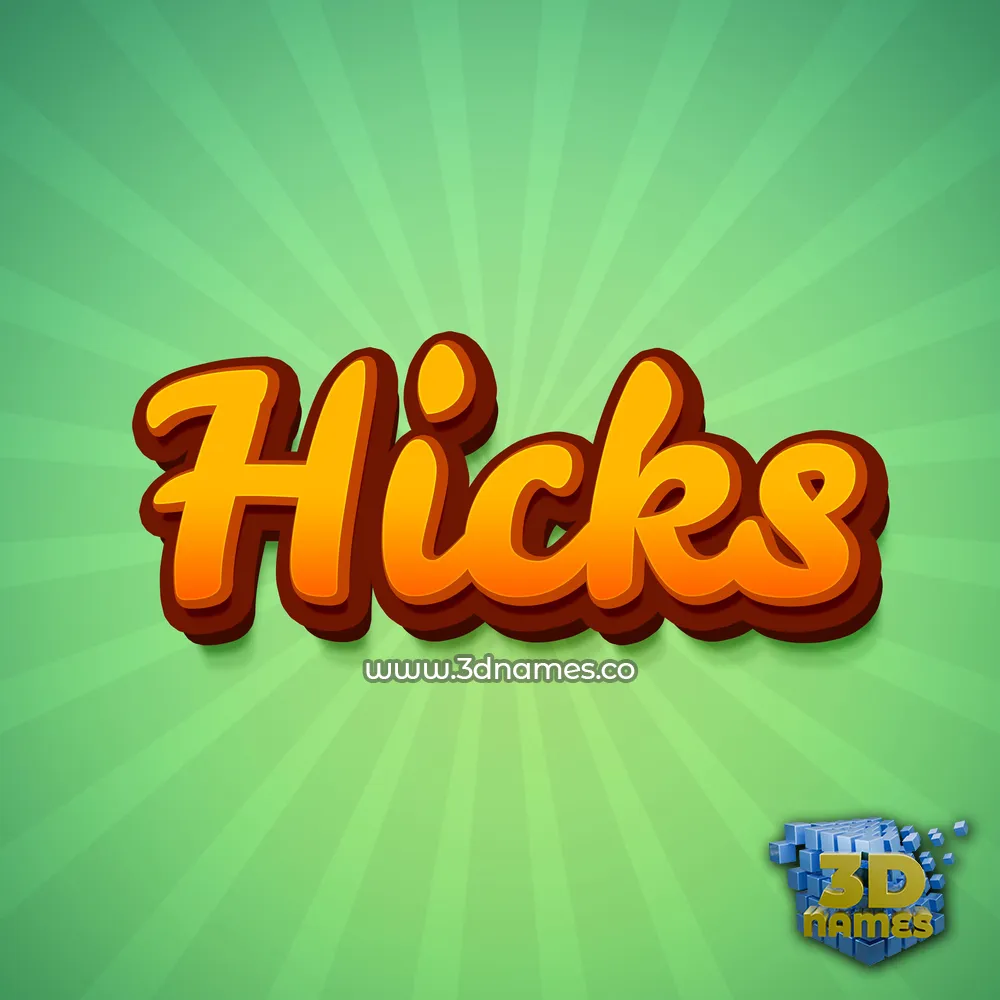 hicks in Green Rays style - 3D name wallpaper