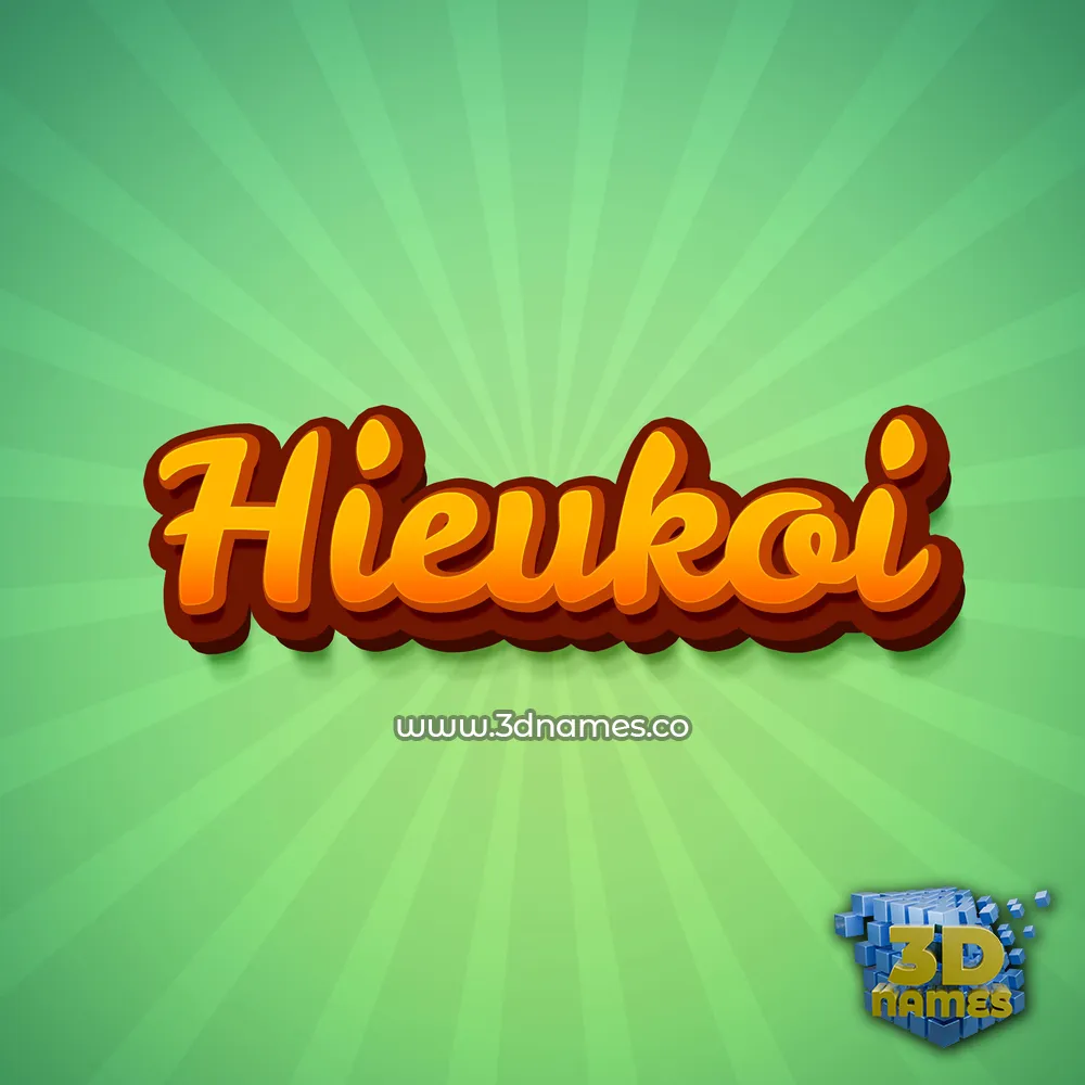 hieukoi in Green Rays style - 3D name wallpaper