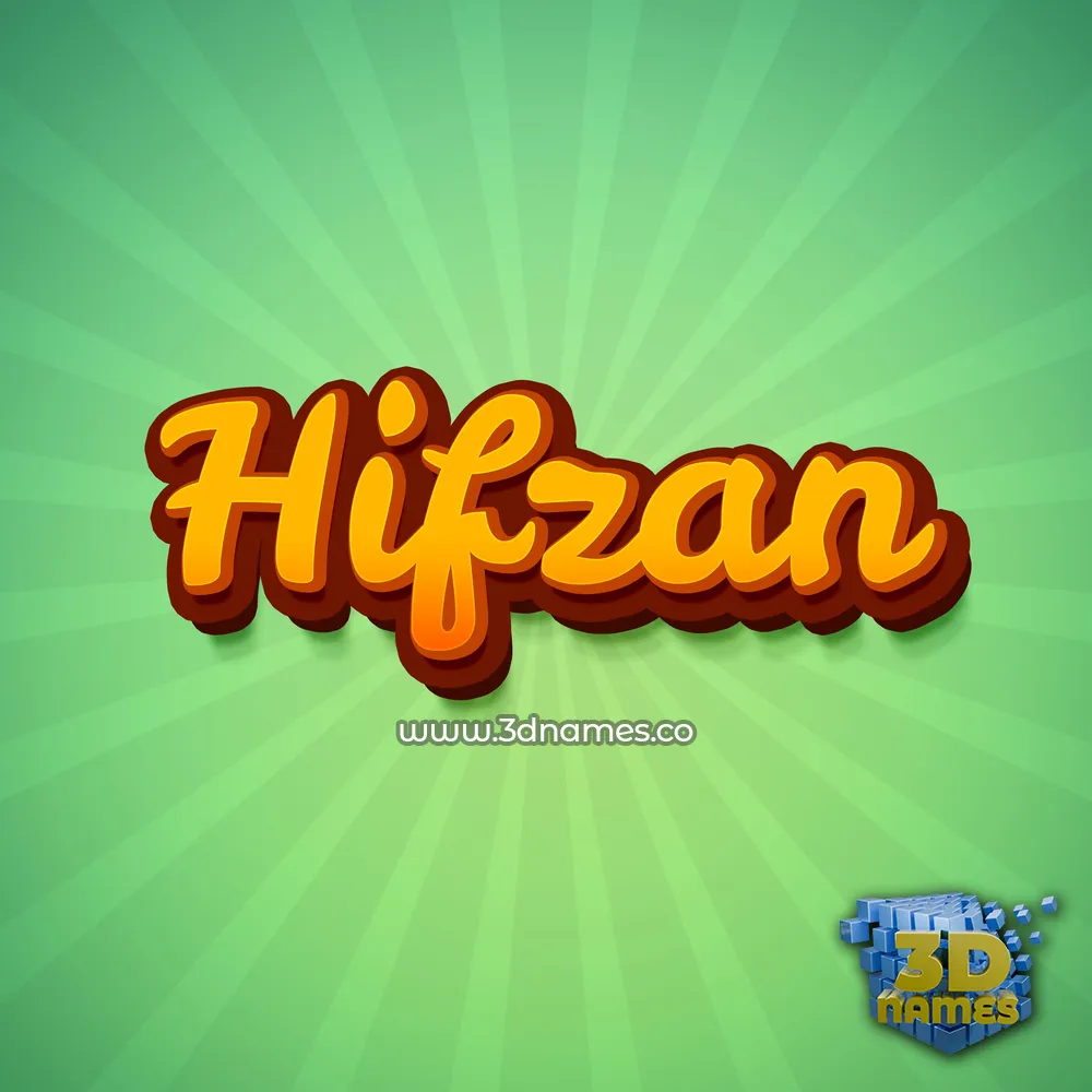 hifzan in Green Rays style - 3D name wallpaper