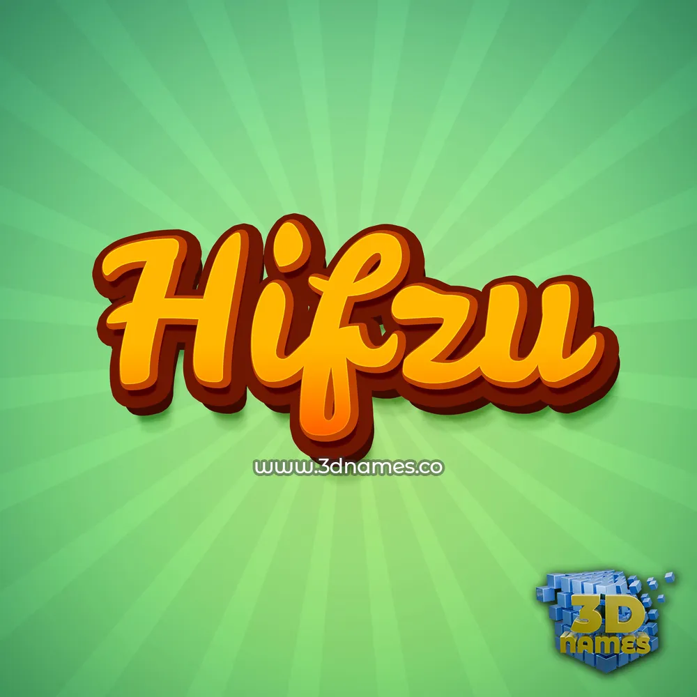 hifzu in Green Rays style - 3D name wallpaper