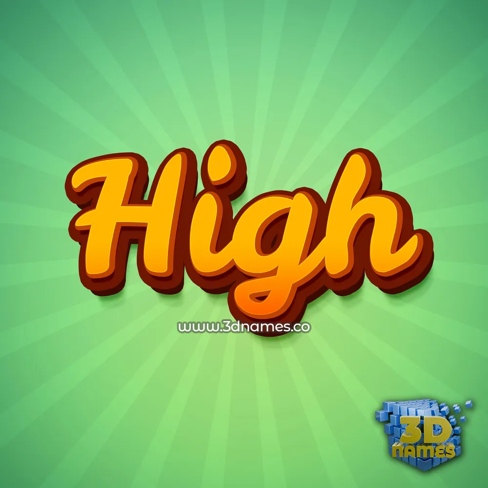 high in Green Rays style - 3D name wallpaper