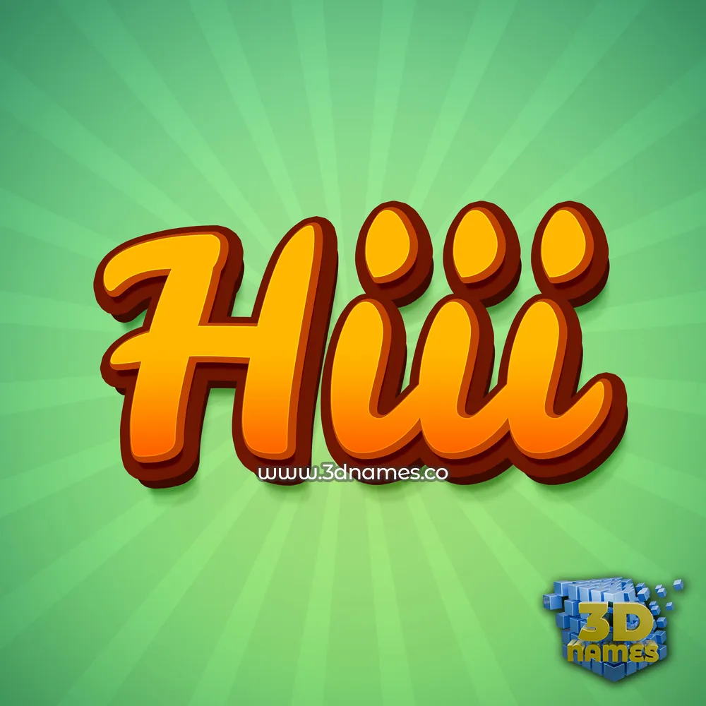 hiii in Green Rays style - 3D name wallpaper
