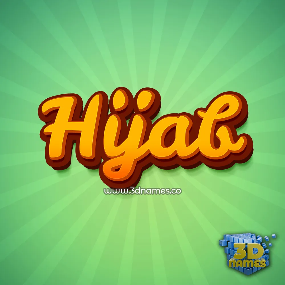 hijab in Green Rays style - 3D name wallpaper