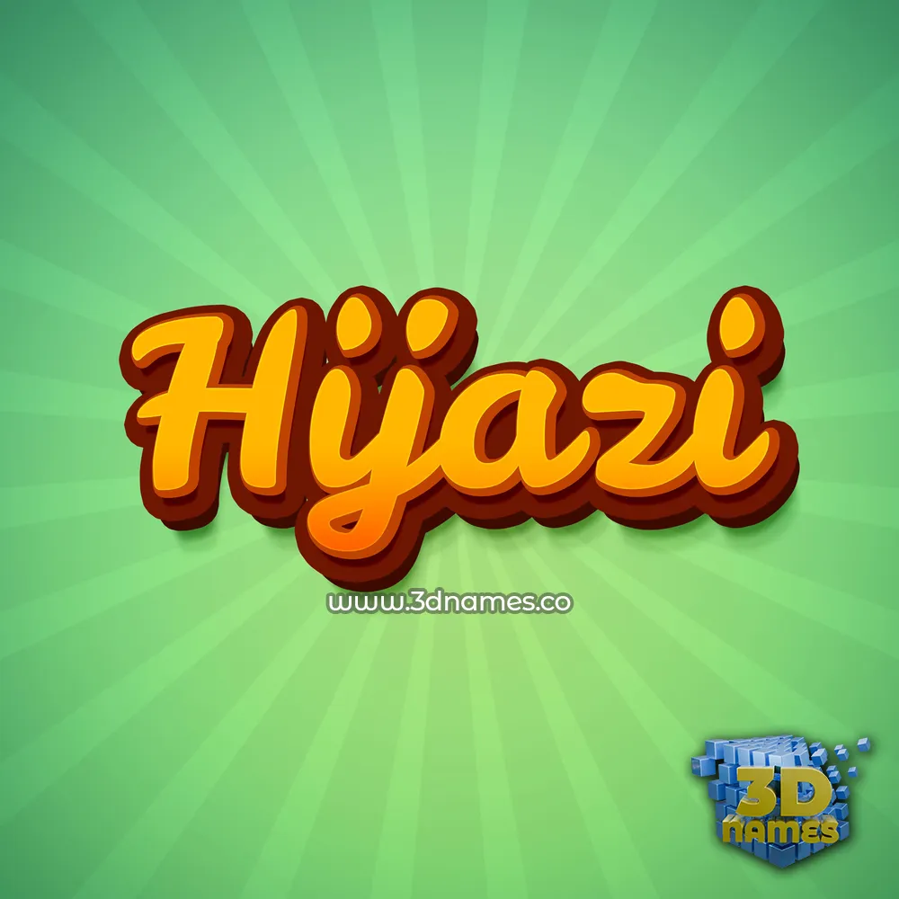hijazi in Green Rays style - 3D name wallpaper