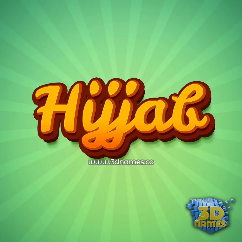 hijjab in Green Rays style - 3D name wallpaper