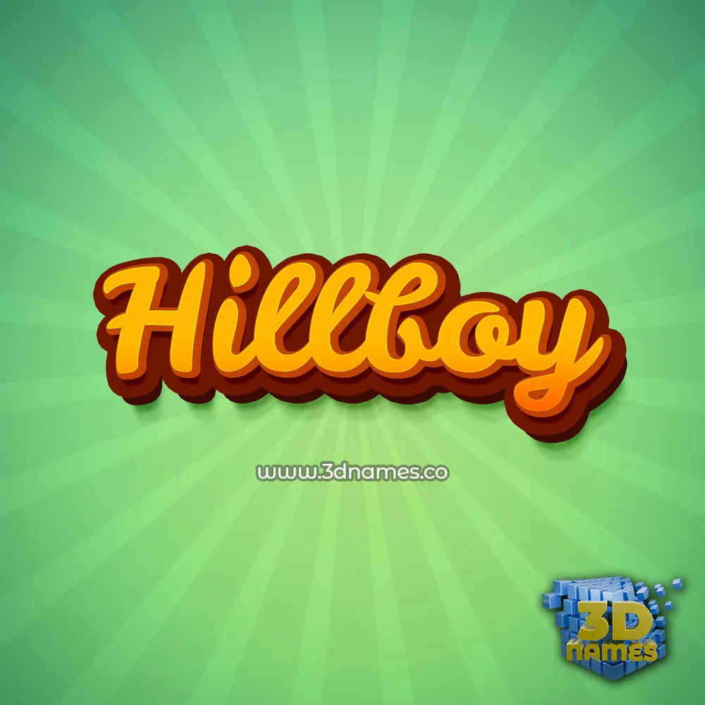 hillboy in Green Rays style - 3D name wallpaper