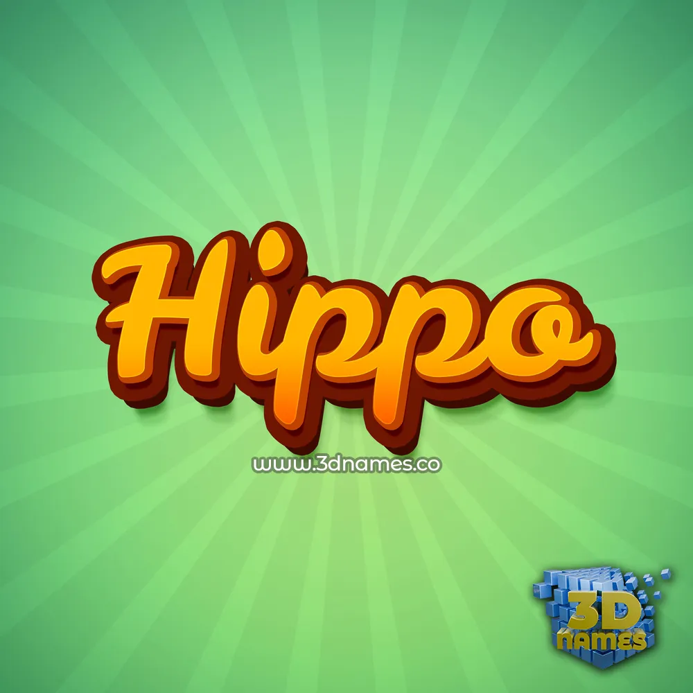 hippo in Green Rays style - 3D name wallpaper