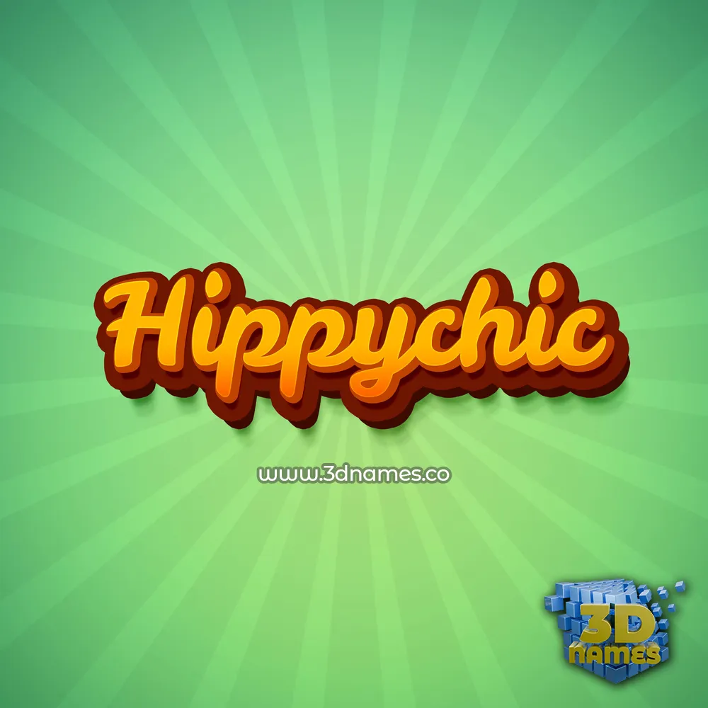 hippychic in Green Rays style - 3D name wallpaper