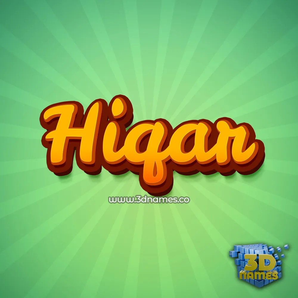 hiqar in Green Rays style - 3D name wallpaper