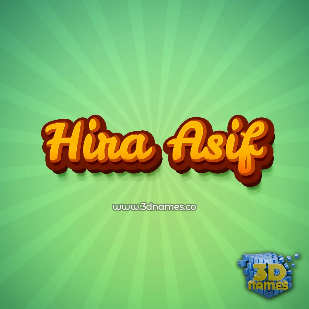 hira asif in Green Rays style - 3D name wallpaper