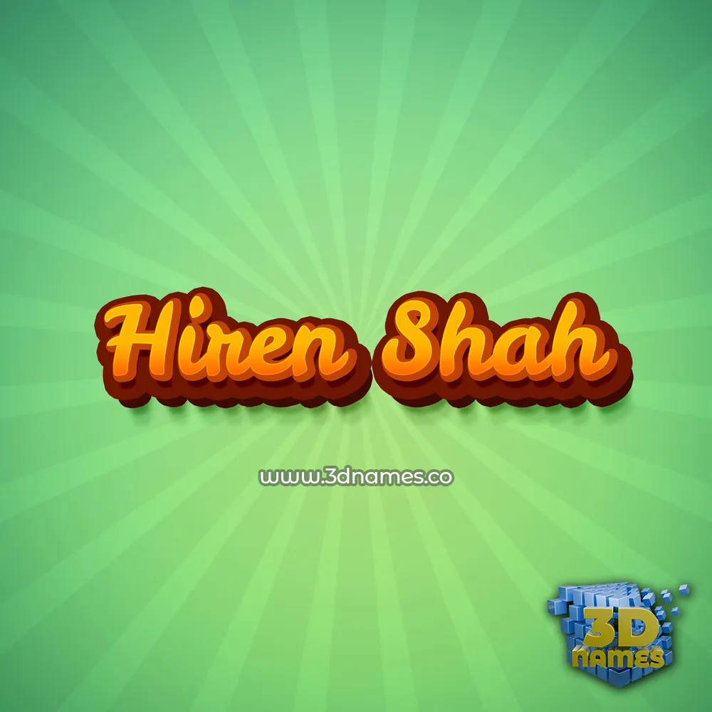 hiren shah in Green Rays style - 3D name wallpaper