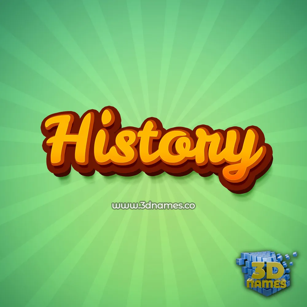 history in Green Rays style - 3D name wallpaper