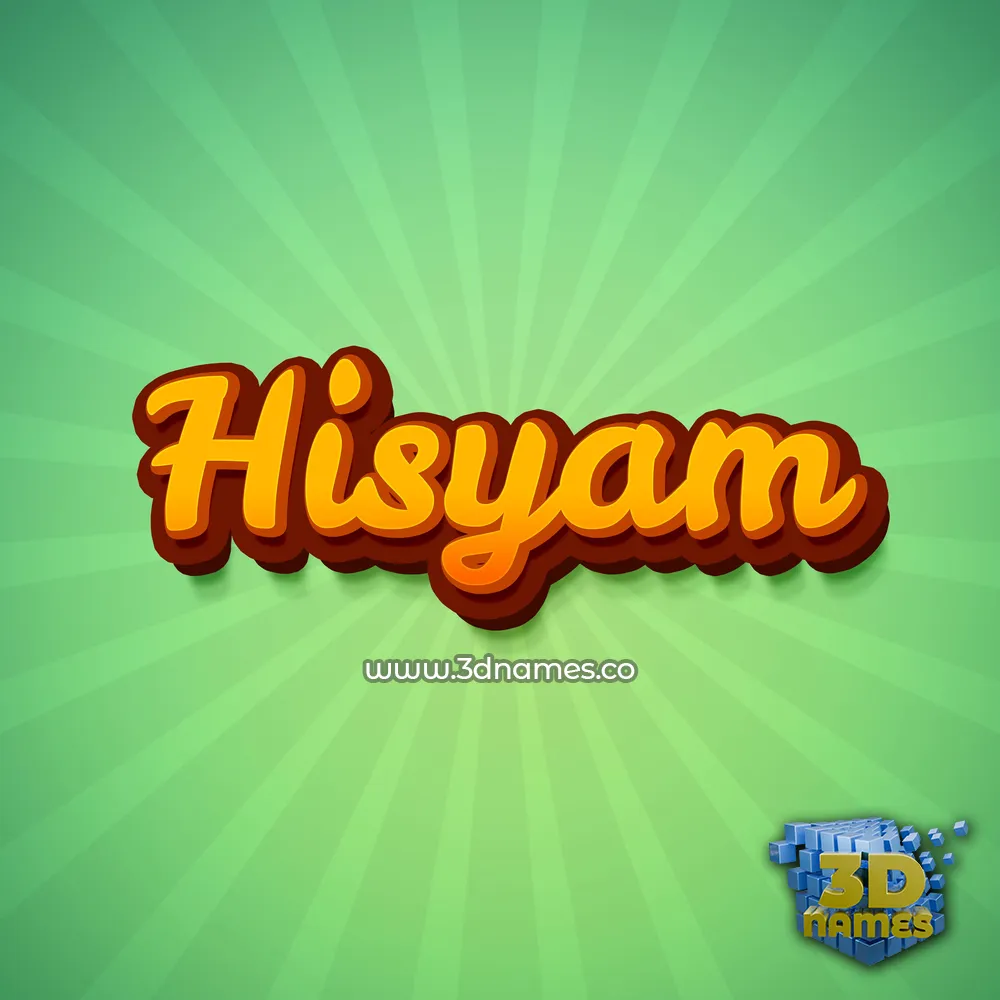 hisyam in Green Rays style - 3D name wallpaper