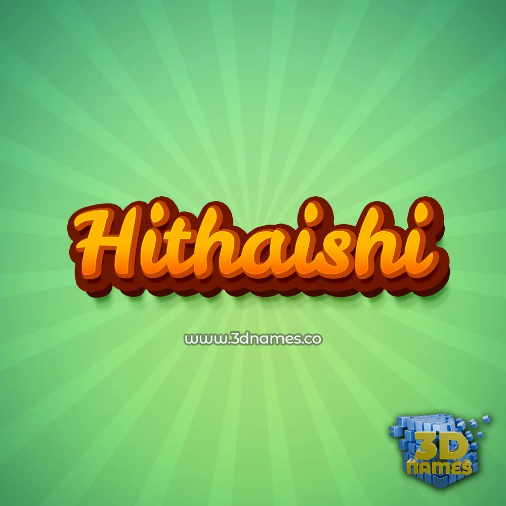hithaishi in Green Rays style - 3D name wallpaper