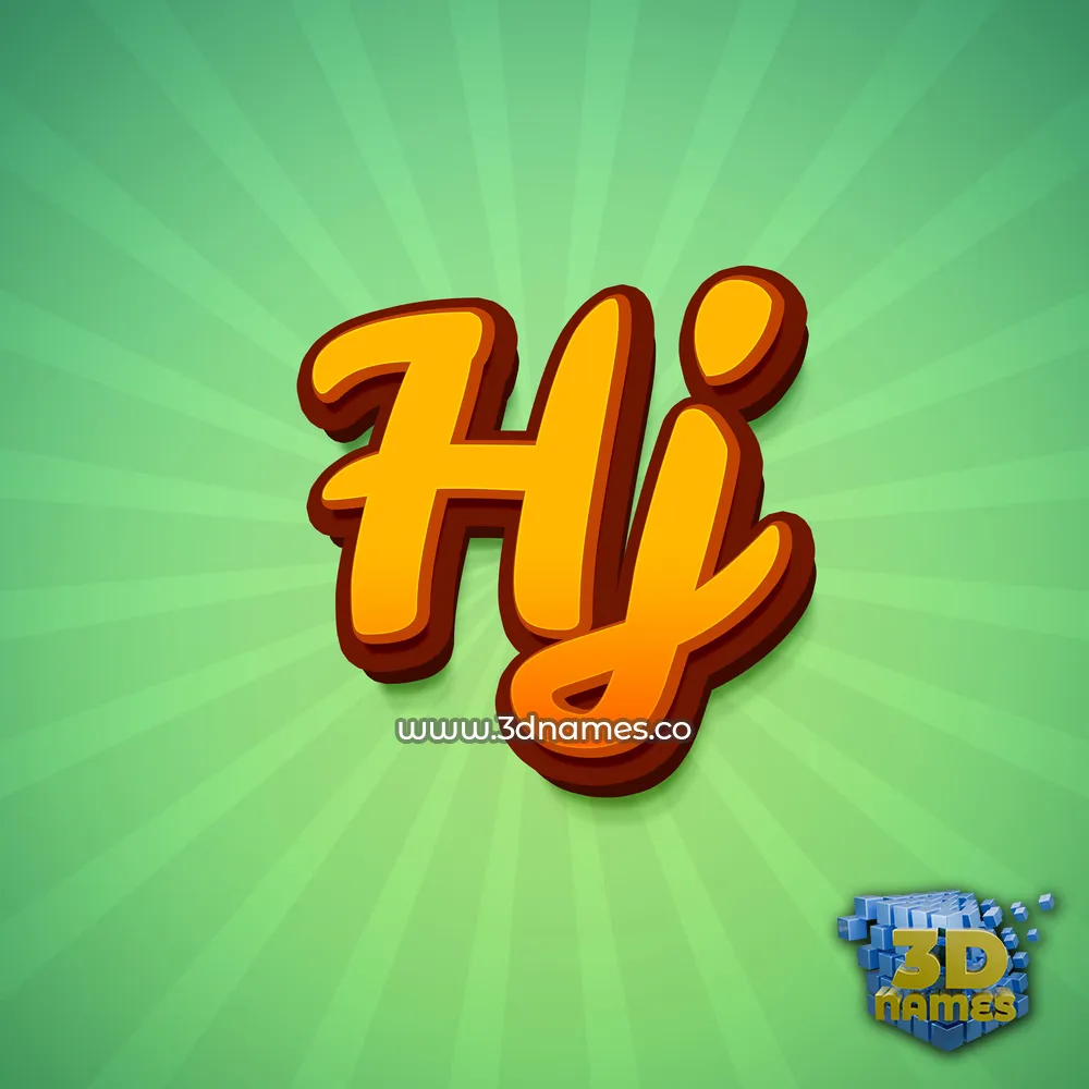 hj in Green Rays style - 3D name wallpaper