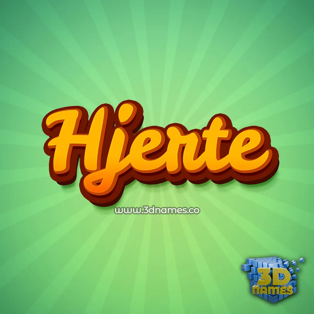 hjerte in Green Rays style - 3D name wallpaper