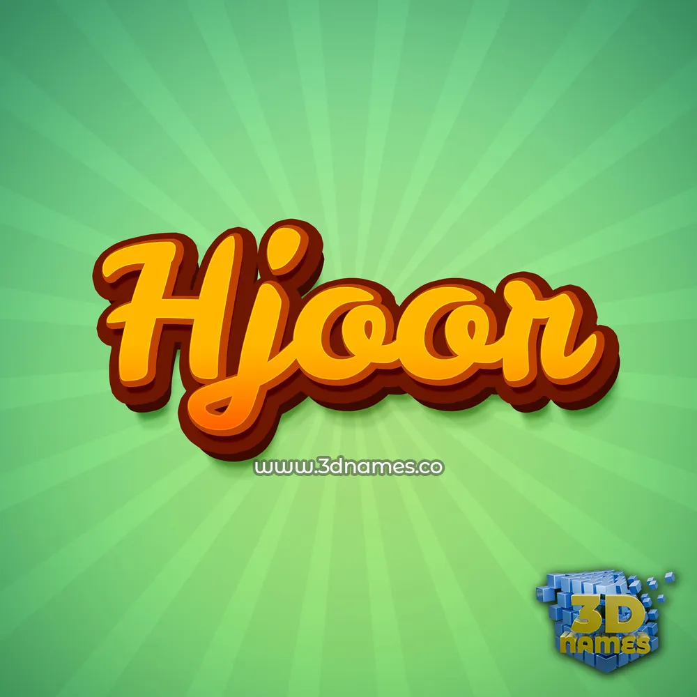 hjoor in Green Rays style - 3D name wallpaper