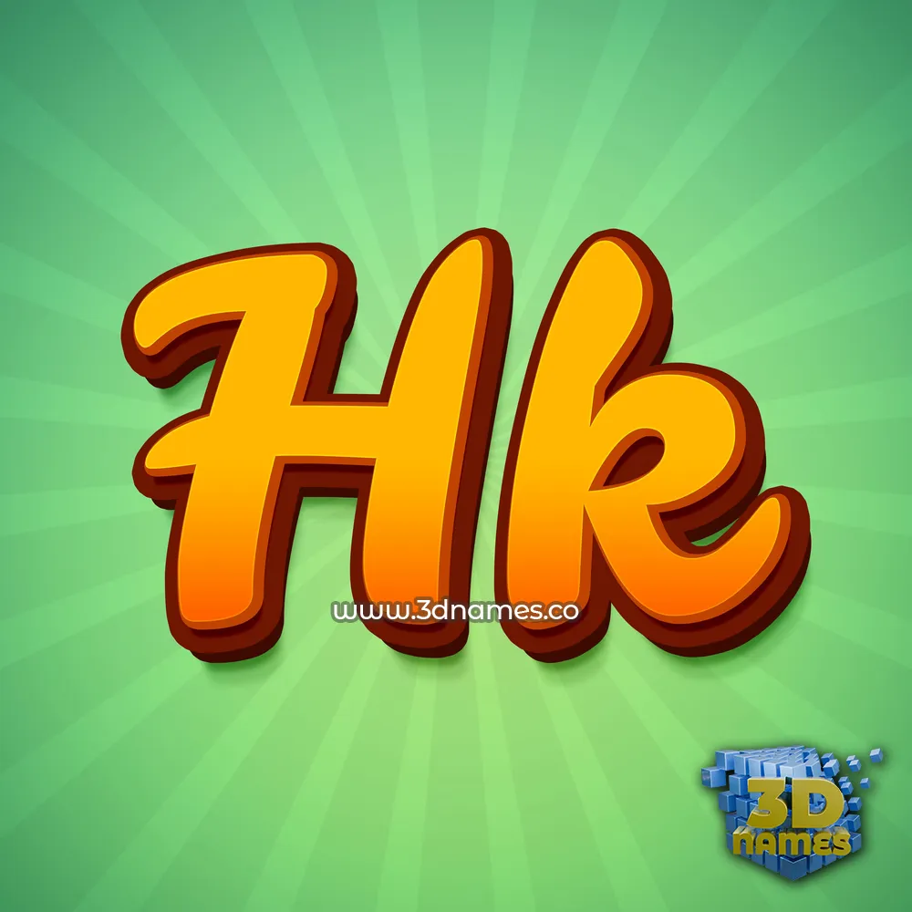 hk in Green Rays style - 3D name wallpaper